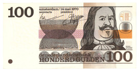 Nederland. 100 gulden . Bankbiljet. Type 1970. Type de Ruyter. - UNC.
Serienummer 2290227687. VALS. - UNC.