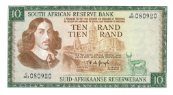 South-Africa. 10 rand. Banknote. Type ND. - Extremely fine.
Serienummer C/481 080920. - Extremely fine.