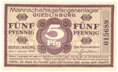 Germany . 5 pfennig and 5 mark. Banknote. Type 1916. Type Quedlinburg. - UNC.
Serienummer 015689/076579. - UNC.