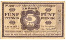 Germany . 5/10 pfennig and 1 mark. Banknote. Type 1916. Type Zerbst. - Very fine.
Serienummer 176162/054459/059217. - Very fine.