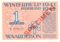 Nederland. 1 gulden. Waardebon. Type 1941-1942. - UNC.
Serienummer K000000. Specimen. - UNC.