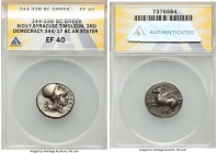 SICILY. Syracuse. Time of Timoleon, Third Democracy (ca. 344-317 BC). AR stater (20mm, 12h). ANACS XF 40. Ca. 344-339/8 BC. Pegasus flying left with p...