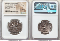 MACEDONIAN KINGDOM. Alexander III the Great (336-323 BC). AR tetradrachm (27mm, 12h). NGC Fine, graffiti, test marks. Posthumous issue of Ake or Tyre,...