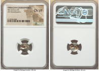 THRACE. Chersonesus. Ca. 4th century BC. AR hemidrachm (12mm). NGC Choice VF. Persic standard, ca. 480-350 BC. Forepart of lion right, head reverted /...