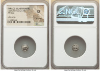 THRACIAN ISLANDS. Thasos. Ca. early 5th Century BC. AR obol (9mm). NGC XF, scratches, edge chip. Dolphin swimming left above dolphin swimming right; p...