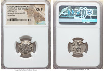 THRACIAN KINGDOM. Lysimachus (305-281 BC). AR drachm (19mm, 12h). NGC Choice Fine, die shift, scratches. In the types of Alexander III the Great of Ma...