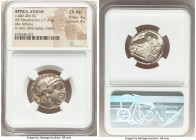 ATTICA. Athens. Ca. 440-404 BC. AR tetradrachm (22mm, 17.21 gm, 7h). NGC Choice AU 4/5 - 4/5. Mid-mass coinage issue. Head of Athena right, wearing ea...