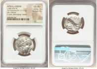 ATTICA. Athens. Ca. 440-404 BC. AR tetradrachm (24mm, 17.21 gm, 9h). NGC Choice AU 3/5 - 4/5. Mid-mass coinage issue. Head of Athena right, wearing ea...