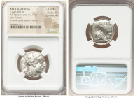 ATTICA. Athens. Ca. 440-404 BC. AR tetradrachm (23mm, 17.17 gm, 3h). NGC Choice XF 5/5 - 4/5. Mid-mass coinage issue. Head of Athena right, wearing ea...