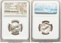 ATTICA. Athens. Ca. 440-404 BC. AR tetradrachm (24mm, 17.17 gm, 1h). NGC Choice XF 5/5 - 3/5. Mid-mass coinage issue. Head of Athena right, wearing ea...