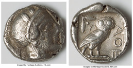 ATTICA. Athens. Ca. 440-404 BC. AR tetradrachm (24mm, 17.01 gm, 10h). VF. Mid-mass coinage issue. Head of Athena right, wearing earring, necklace, and...