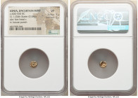 IONIA. Uncertain mint. Ca. 600-550 BC. EL 1/24 stater or myshemihecte (7mm, 0.58 gm). NGC VF 5/5 - 5/5. Forepart of roaring lion left or right, head r...