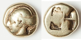IONIA. Phocaea. Ca. 477-388 BC. EL sixth stater or hecte (10mm, 2.50 gm). VF. Female head left, hair bound in saccos and tied at forehead, curls along...