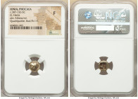 IONIA. Phocaea. Ca. 387-326 BC. EL sixth-stater or hecte (10mm). NGC Fine. Head of Athena left, wearing crested Corinthian helmet pushed back on head,...