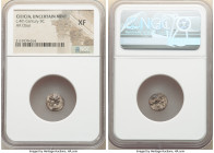 CILICIA. Uncertain mint. Ca. 4th century BC. AR obol (11mm, 9h). NGC XF. Male head left, wreathed in grain ears; all within circular dotted border / E...