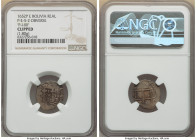 Philip IV Cob "P-I-IIII" Transitional Real 1652 P-E Clipped NGC, Potosi mint, KM-A13.2. McLean Type II. S-P37, Cal-748. 1.80gm. A survivor emission fr...