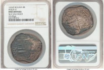 Philip IV Cob 8 Reales 1626-P Fine Details (Sea Salvaged) NGC, Potosi mint, KM19a, Cal-1445. 23.92gm. Variety with castles and lions transposed. A sca...