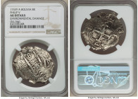 Philip V 8 Reales 1733 Y-A AU Details (Environmental Damage) NGC, Potosi mint, KM31a, Cal-1567. 26.16gm. The elusive YA assayer, unknown by Paoletti b...