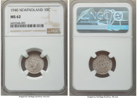 Newfoundland. George VI 10 Cents 1940 MS62 NGC, Royal Canadian mint, KM20. Taupe-gray toned with underlying frosted fields. 

HID09801242017

© 20...