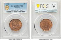 Edward VII Cent 1902 MS65 Red PCGS, London mint, KM8. Mint fresh red copper example with full strike and excellent eye appeal. 

HID09801242017

©...