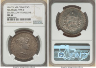 Exile Issue silver Souvenir Peso 1897 MS61 NGC, Gorham mint, KM-XM3. Type II with stars below "97" baseline. Mintage: 4,856. 

HID09801242017

© 2...