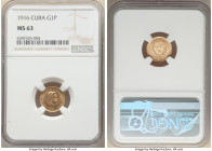 Republic gold Peso 1916 MS63 NGC, Philadelphia mint, KM16. Mintage: 11,000. Two year type. Displaying lustrous devices amidst lightly mirrored fields....