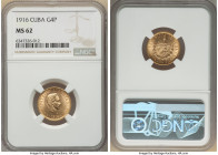 Republic gold 4 Pesos 1916 MS62 NGC, KM18. 

HID09801242017

© 2022 Heritage Auctions | All Rights Reserved