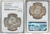 Louis XVIII 5 Francs 1822-A UNC Details (Environmental Damage) NGC, Paris mint, KM711.1, Gad-614. Semi-Prooflike fields with gently frosted devices, a...