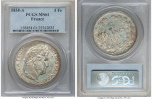 Louis Philippe I 5 Francs 1838-A MS61 PCGS, Paris mint, KM749.1. 

HID09801242017

© 2022 Heritage Auctions | All Rights Reserved