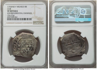 Philip V Cob 8 Reales 1733 Mo-F VF Details (Environmental Damage) NGC, Mexico City mint, KM47a, Cal-1429. 26.67gm. The final year of Mexican Cobs, 173...