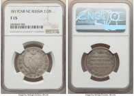 4-Piece Lot of Certified Assorted Issues NGC, 1) Alexander I Poltina (1/2 Rouble) 1817 CПБ-ПC - F15, KM-C129 2) Alexander I Rouble 1818 CПБ-ПC - VF De...