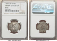 Valencia. Charles IV silver Proclamation Medal of 2 Reales 1789 MS61 NGC, Valencia mint, Herrera-108. D. CARLOS llll REY DE ESPANA His bust right / PL...