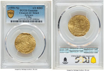 Brabant. Philip II of Spain gold 1/2 Real d'Or ND (1555-1576) AU Details (Cleaned) PCGS, Antwerp mint, Fr-68, Vanhoudt-263. 3.46gm. DOMINVS MIHI ADIVT...