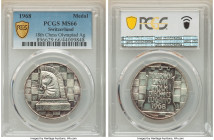 Confederation 3-Piece Lot of Certified silver Medals PCGS, 1) "18th Chess Olympiad" Medal 1968 - MS66 2) "St. Othmar - Abby of St. Gall" Medal 1969 - ...