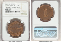 Pair of Certified Tokens NGC, 1) Ceylon: Colombo. Carey, Strachan & Co. copper "Union Mills" plantation Token ND (1869-1870) - MS61 Brown, Prid-14. 2)...