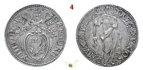 ANCONA GREGORIO XIII (1572-1585) Testone s.d. D/ Stemma R/ San Pietro con chiavi MIR 1218/11 Munt. 221 Ag g 9,48 mm 30 • Gradevole patina q.SPL