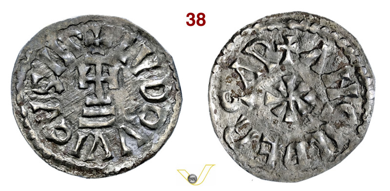 (§) BENEVENTO LUDOVICO II (0867-870) Denaro, a nome di Ludovico e Angilberga D/ ...