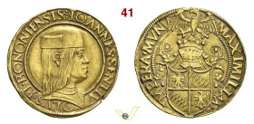 BOLOGNA GIOVANNI II BENTIVOGLIO (1494-1509) Da 2 Ducati s.d. D/ Busto corazzato con berretto R/ Stemma sormontato da elmo coronato ed aquila ad ali sp...