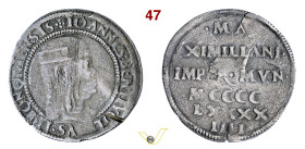BOLOGNA GIOVANNI II BENTIVOGLIO (1494-1509) Da 4 Bolognini 1494 D/ Busto corazzato con berretto R/ Scritta su sei righe MIR 46 CNI 49/54 (Giulio) Rave...