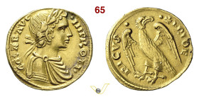 BRINDISI FEDERICO II (1197-1250) Mezzo Augustale D/ Busto laureato R/ Aquila ad ali spiegate MIR 267 Au g 2,61 mm 16 • Di bello stile SPL/q.SPL
