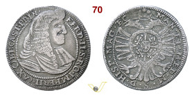 CASTIGLIONE DELLE STIVIERE FERDINANDO II GONZAGA (1680-1723) Da 25 Soldi s.d. D/ Busto a d. R/ Aquila bicipite coronata MIR 254 Ag g 4,42 mm 30 BB