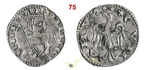 COMO COMUNE, a nome di Federico II (XII-XIV Sec.) Grosso da 4 Denari imperiali (1254-1255) Busto coronato con scettro e fiore R/ Aquila ad ali spiegat...