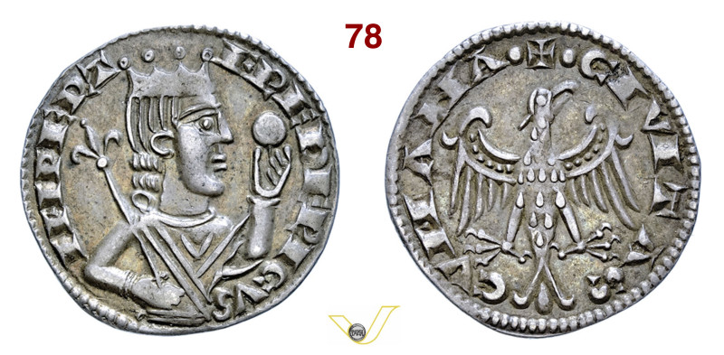 COMO COMUNE, a nome di Federico II (XII-XIV Sec.) Grosso da 6 Denari Imperiali D...