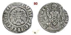 COMO FRANCHINO I RUSCA (1327-1335) Grosso da 12 Imperiali D/ Aquila ad ali spiegate R/ S. Abbondio seduto con pastorale; accanto iniziali F R MIR 272 ...