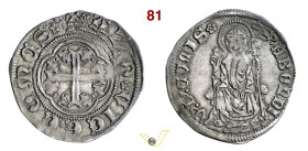 COMO AZZONE VISCONTI (1335-1339) Soldo D/ Croce fogliata R/ S. Abbondio seduto con pastorale MIR 274 CNI 2/3 Bellesia 4 Ag g 1,40 mm 21 • Patina di mo...