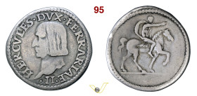 FERRARA ERCOLE I D'ESTE (1471-1505) Quarto D/ Testa nuda a s. R/ Cavaliere MIR 254 Bellesia 14 Ag g 9,05 mm 30 MB