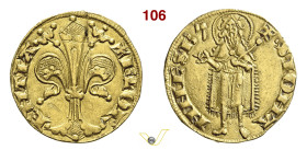FIRENZE REPUBBLICA (XIII Secolo - 1532) Fiorino d'oro (1324, I semestre) simbolo accetta (Tano di Baroncello) D/ Grande giglio R/ San Giovanni con lun...