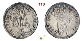 FIRENZE REPUBBLICA (XIII Secolo - 1532) Grosso da 6 Soldi e 8 Denari (1485, I semestre) stemma Carducci sormontato da L (Lorenzo di Angelo di Bartolom...