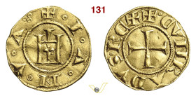 GENOVA REPUBBLICA (1139-1339) Genovino di I tipo simbolo tre anelletti a triangolo D/ Castello R/ Croce MIR 5 Au g 3,52 mm 19 BB