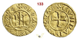 GENOVA REPUBBLICA (1139-1339) Quartarola simbolo artiglio d'aquila D/ Castello R/ Croce MIR 8/1 CNI 1/41 Au g 0,84 mm 13 MB/BB